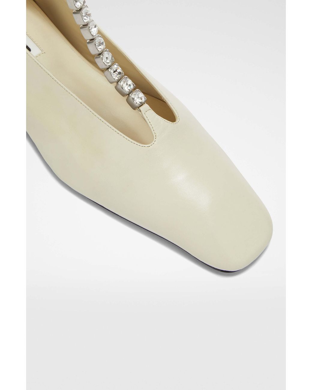 Jil Sander White Embellished Ankle Strapped Ballerina Shoes
