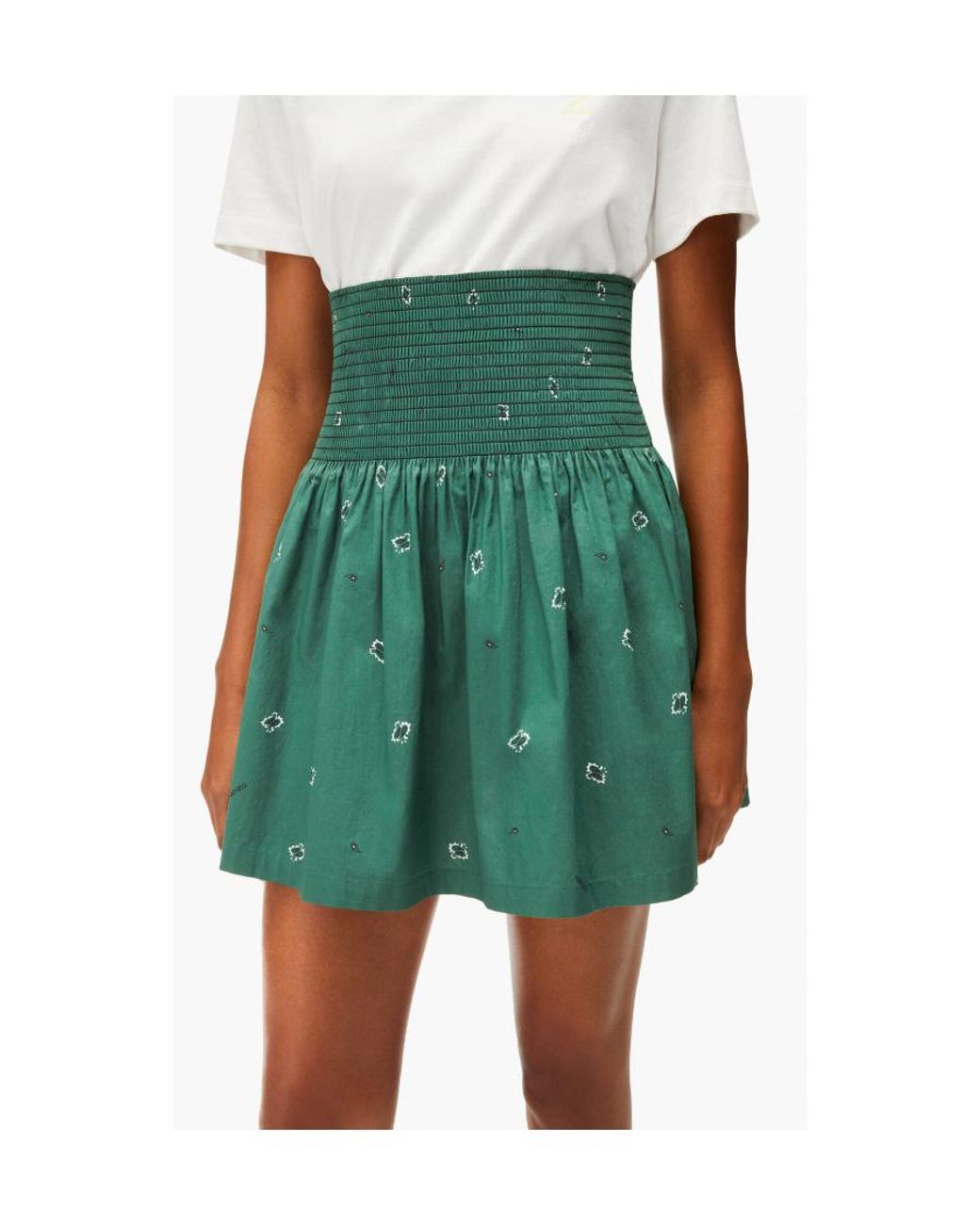 KENZO Green Smocked Bandana-Print Mini Skirt