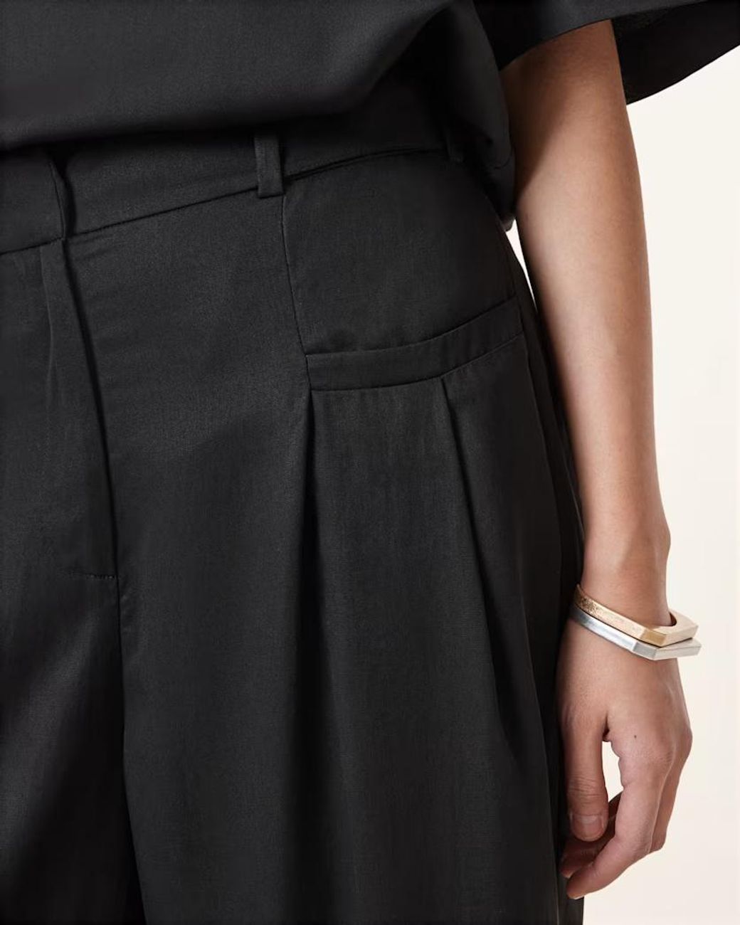 AllSaints Black Tailored Wide-Leg Pants