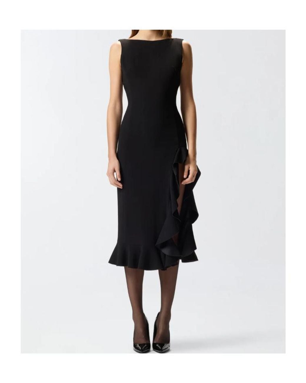 Pinko Black Fitted Dress With Flounces