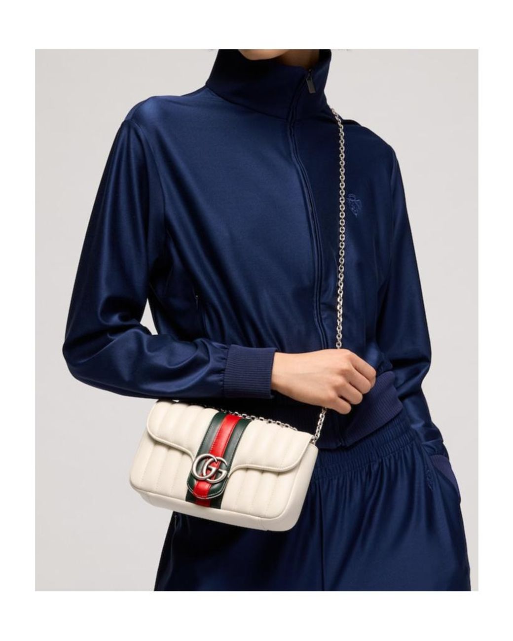 Gucci White Jetset Gg Marmont Small Shoulder Bag