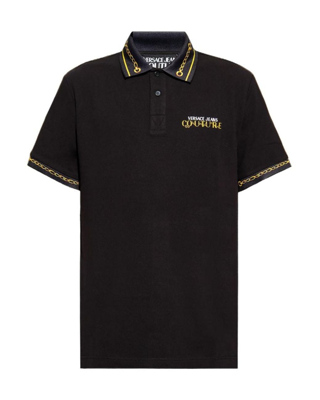 Versace Jeans Black Chain-Link Polo Shirt for men