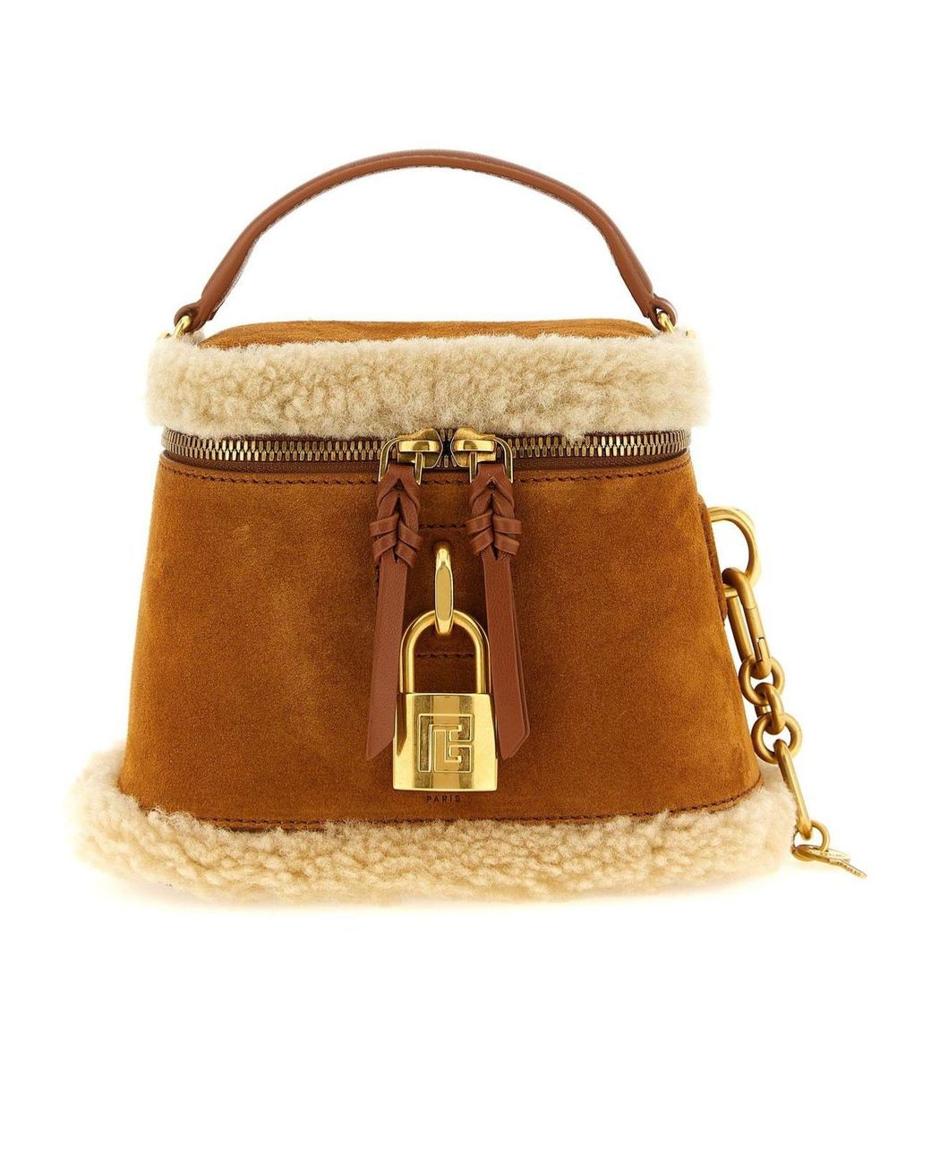 Balmain Brown Pulse Zipped Vanity Handbag