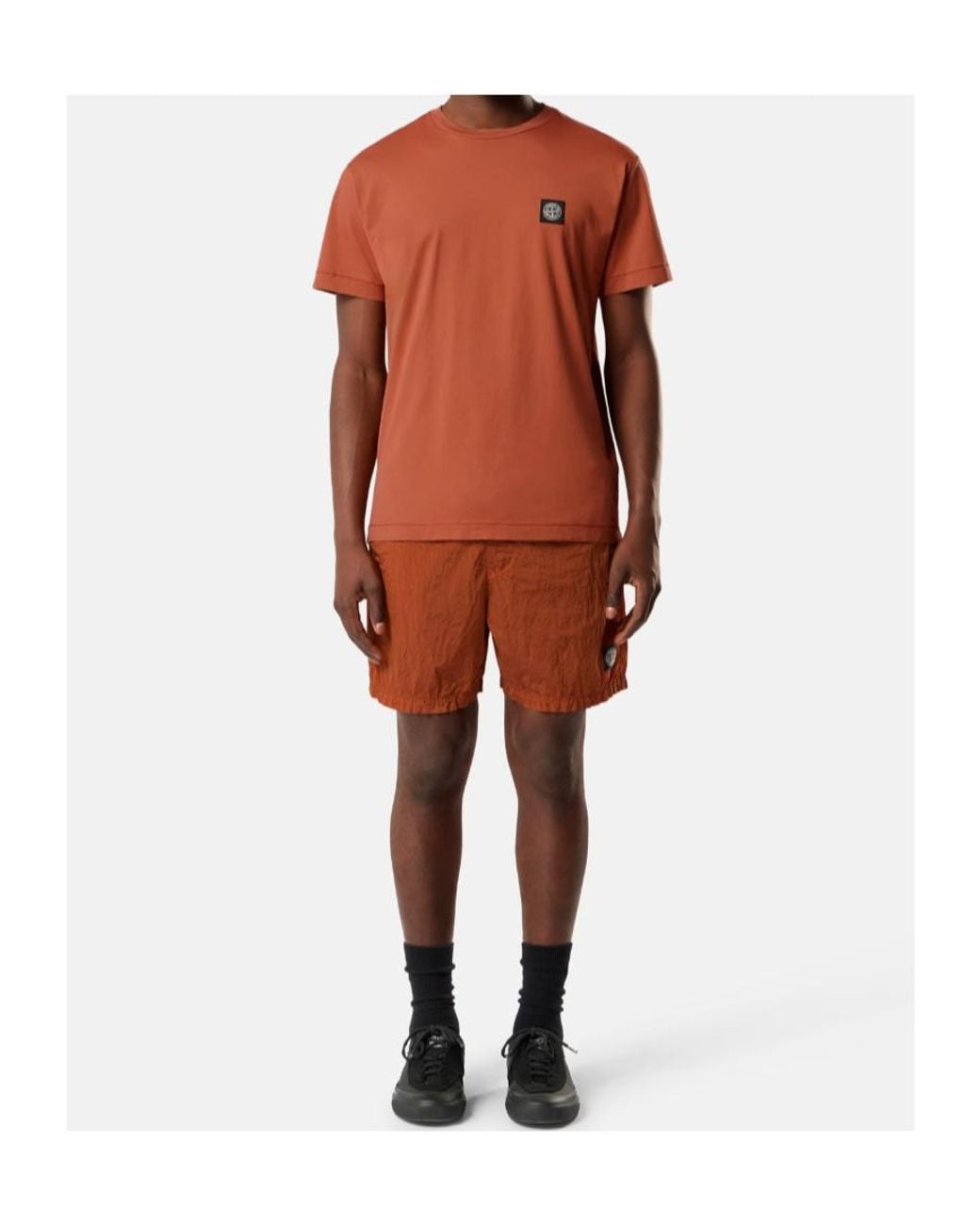 Stone Island Orange Logo-Patch T-Shirt for men