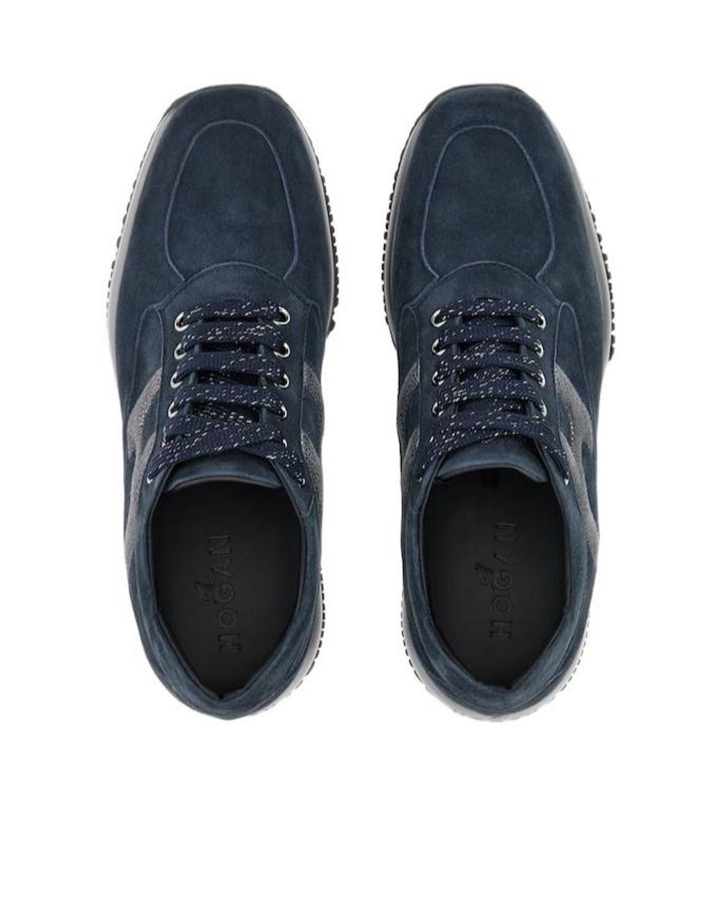 Hogan Blue Interactive Round Toe Lace-Up Sneakers