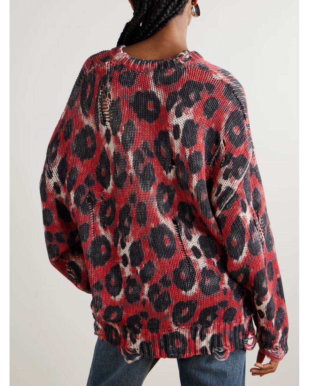 R13 Red Animal Print Knitted Jumper