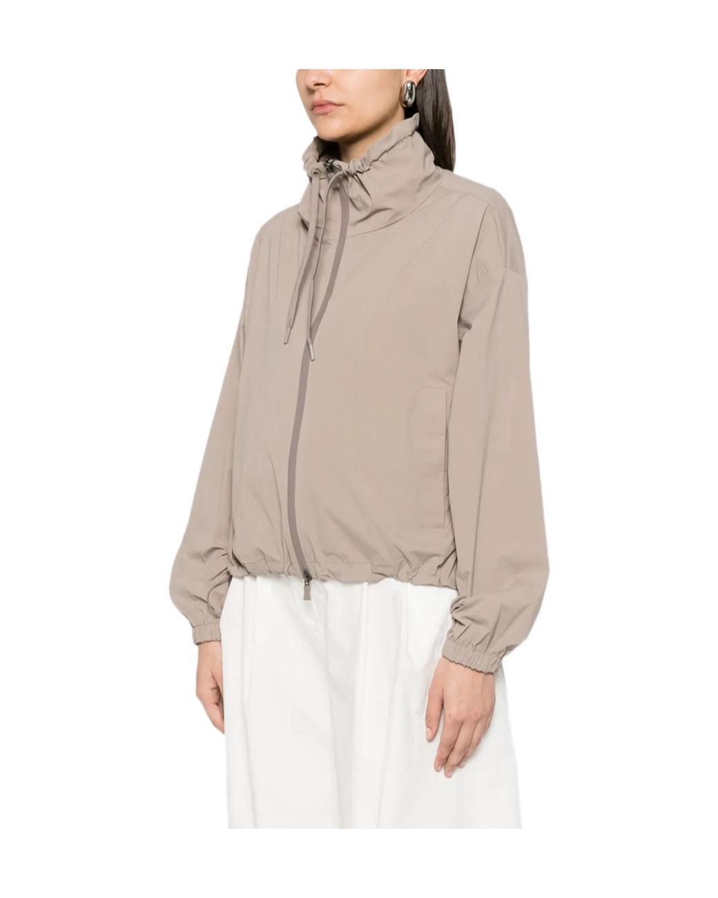 Herno Natural Drawstring Zip-Up Jacket