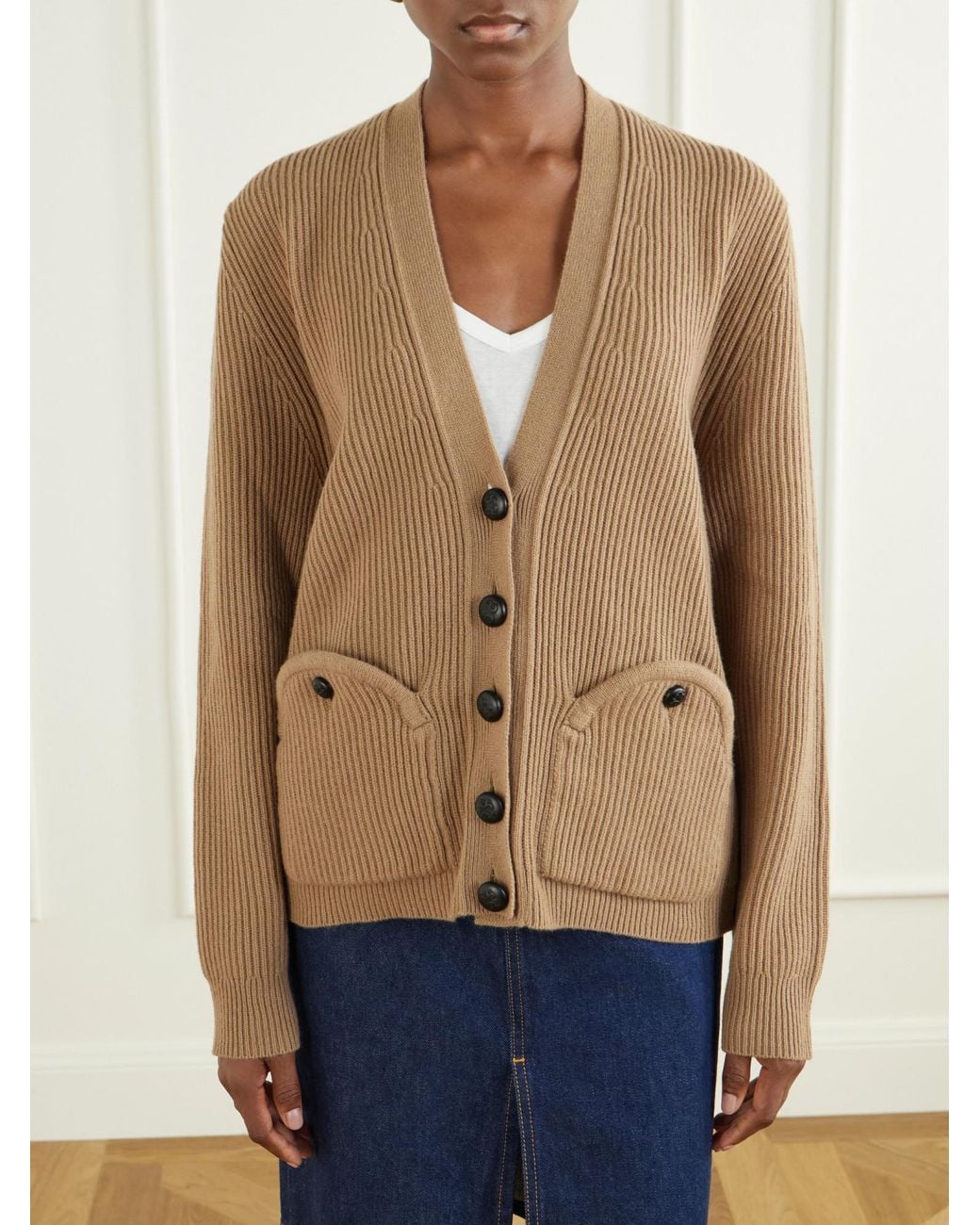 Blazé Milano Natural Ribbed Wool And Cashmere-Blend Cardigan