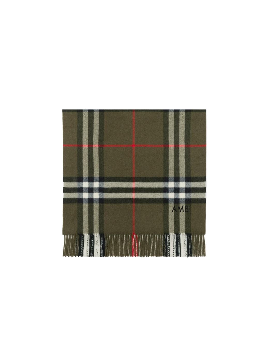 Burberry Green Plaid Check Fringed Scarf