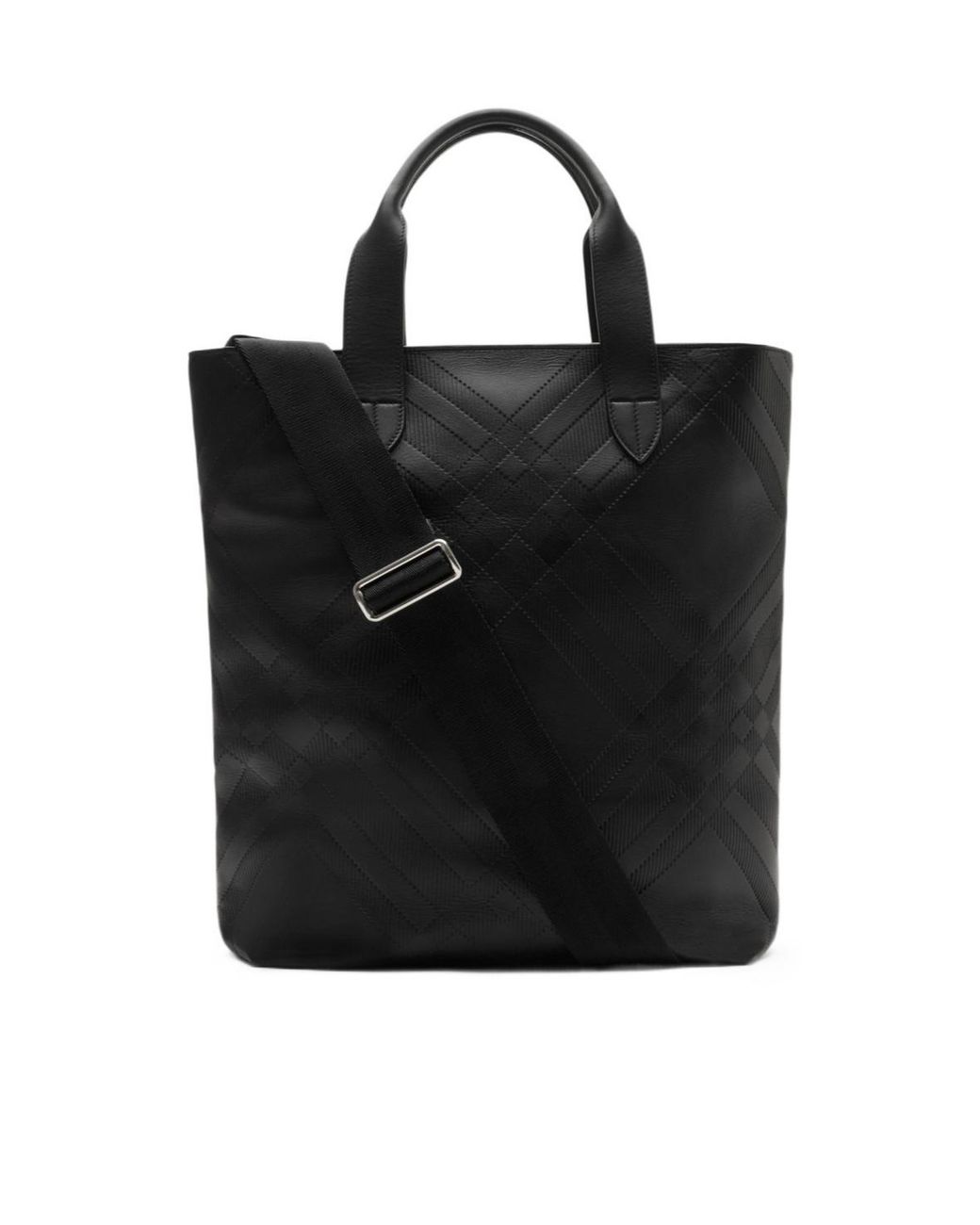 Burberry Black Embossed Check Tote for men