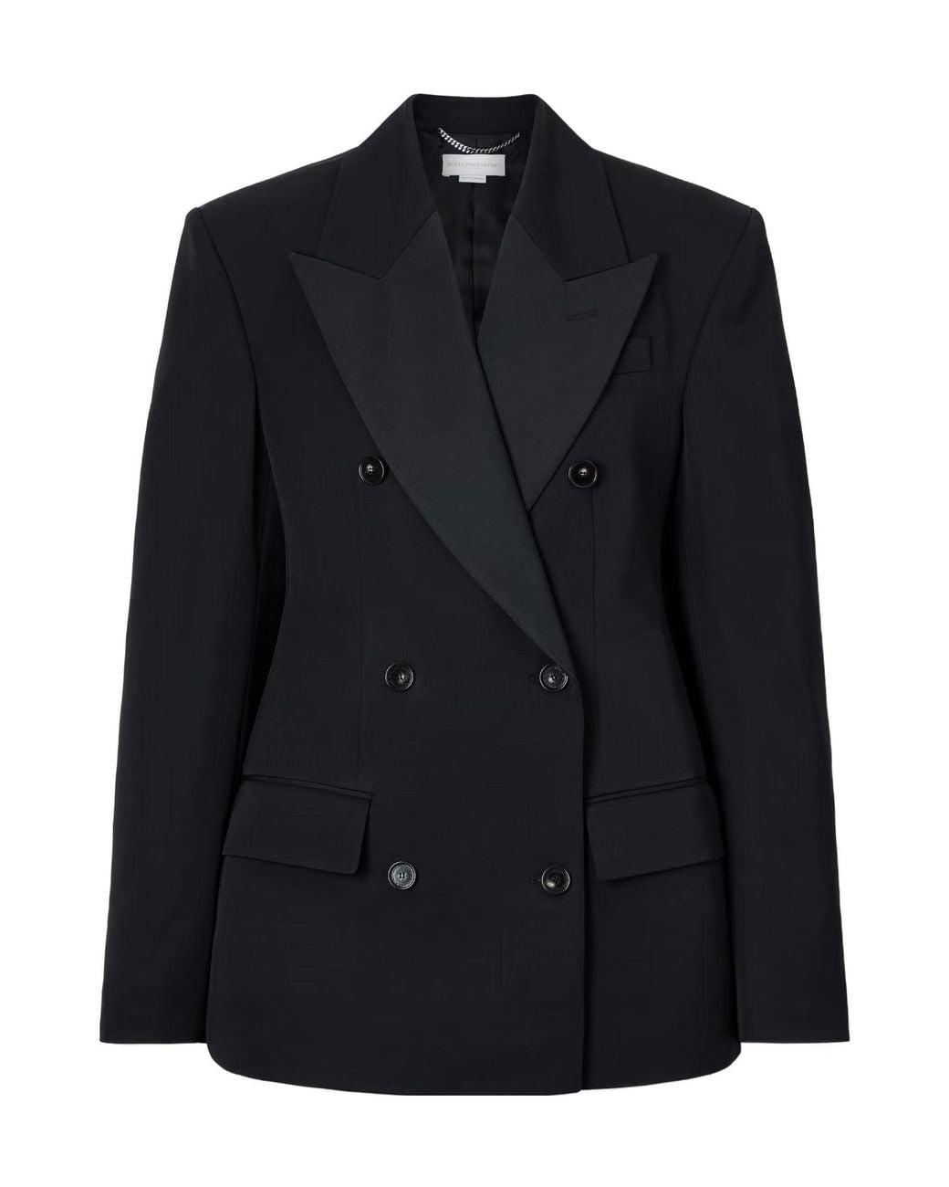 Stella McCartney Black Double-Breasted Twill-Trimmed Wool Blazer