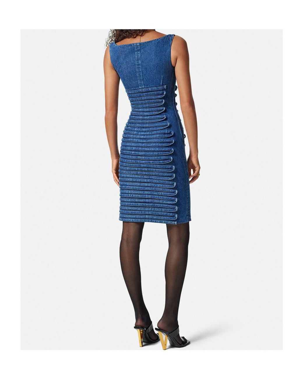 Versace Blue Panelled Denim Mini Dress