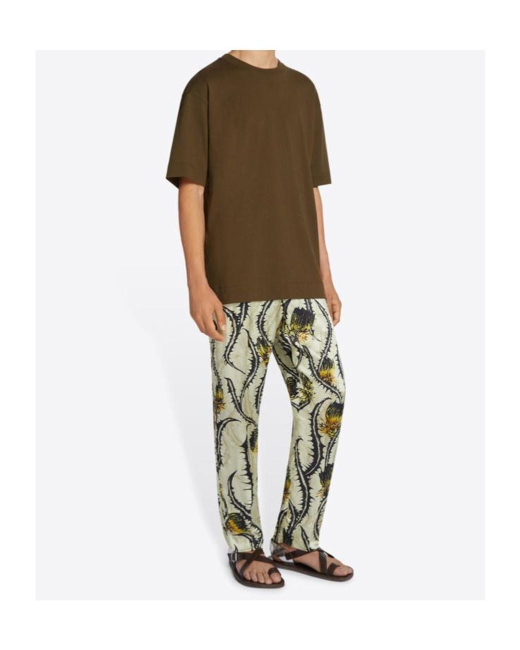 Dries Van Noten Green Boxy Crewneck T-Shirt for men