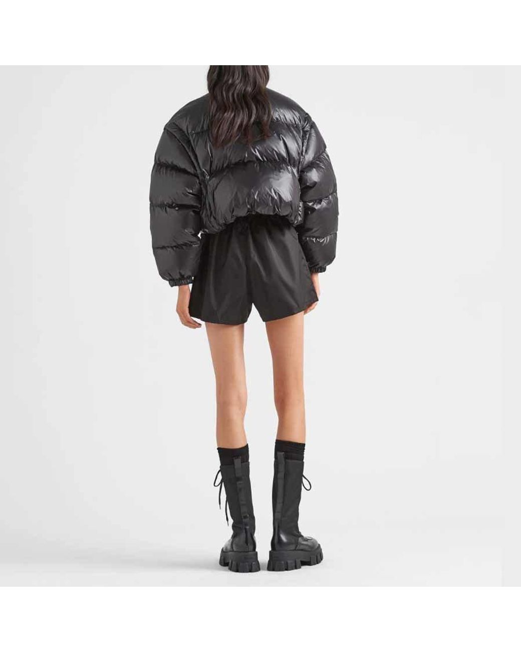 Prada Black Convertible High-Neck Down Jacket