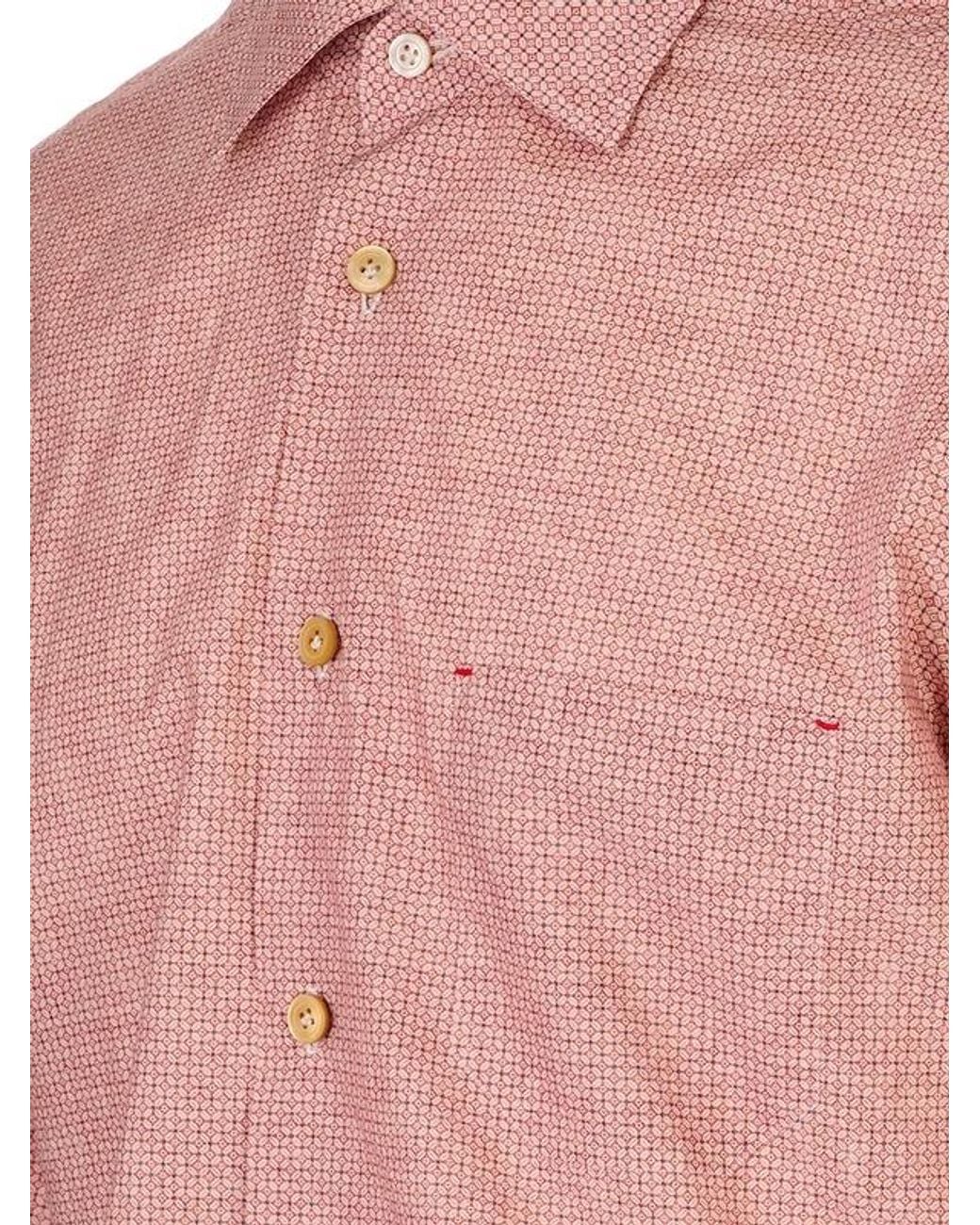 Kiton Pink Geometric-Print Long-Sleeve Shirt for men