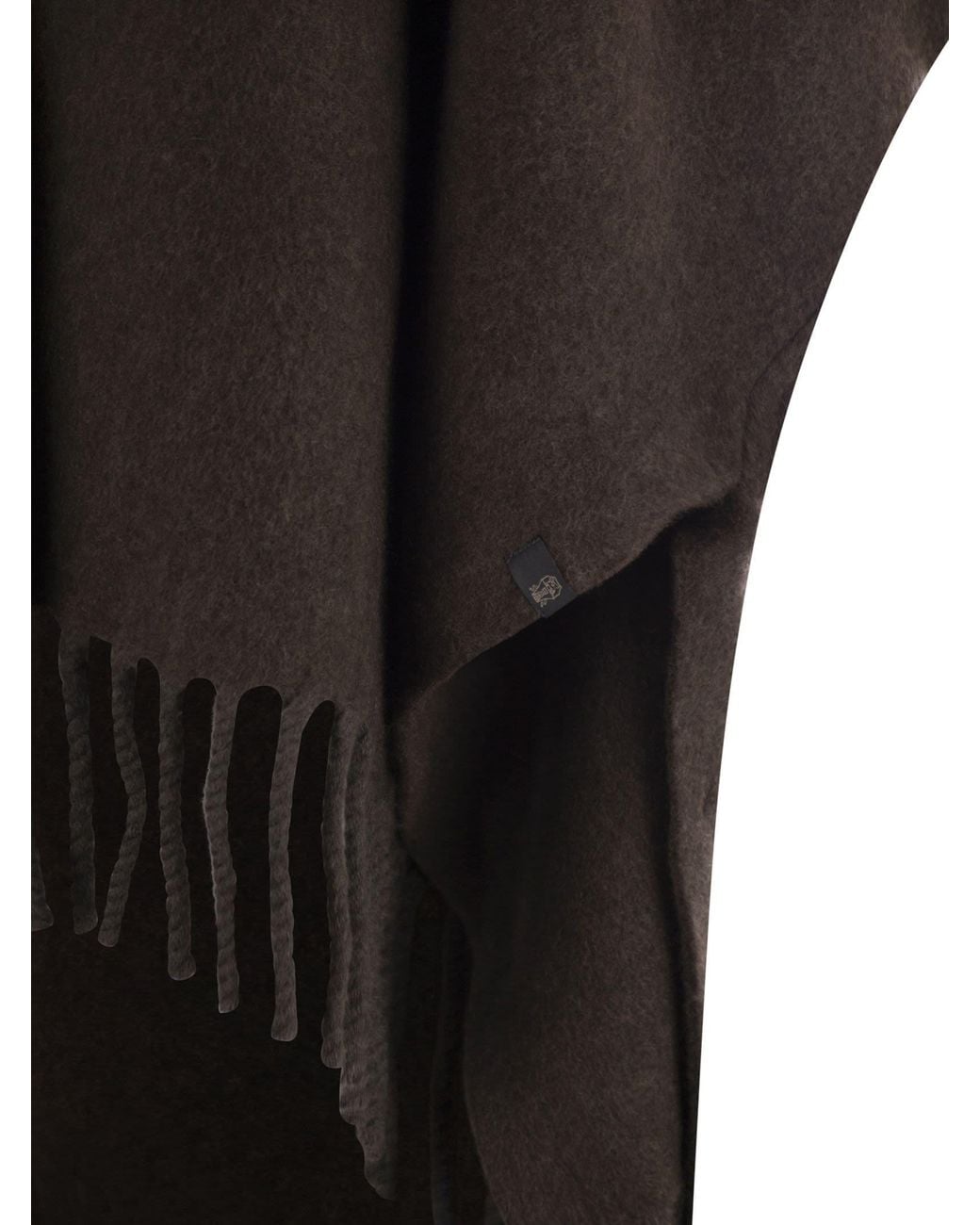 Brunello Cucinelli Black Fringed-Edge Knitted Cape
