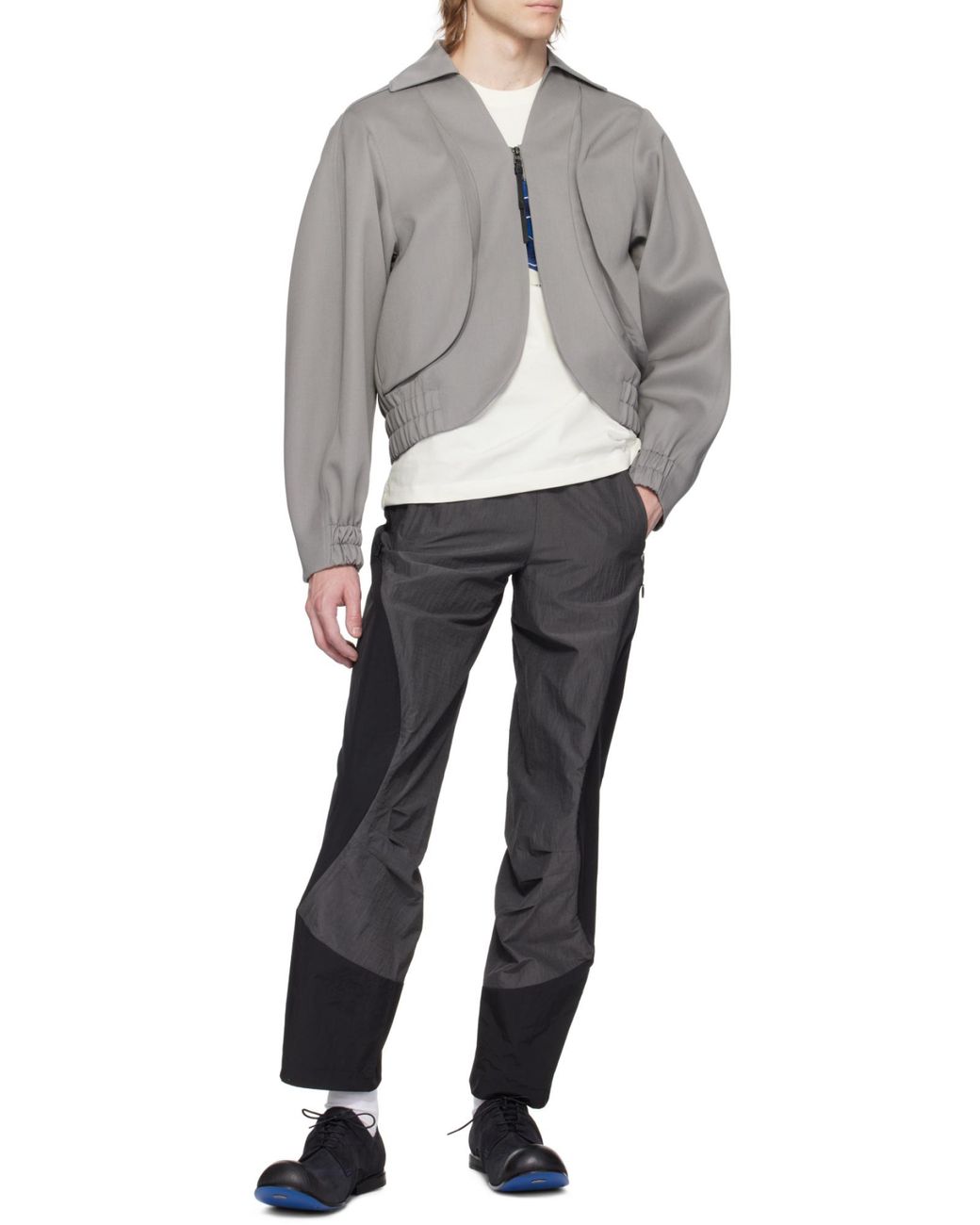 Adererror Gray Elastic Waist Casual Pants for men