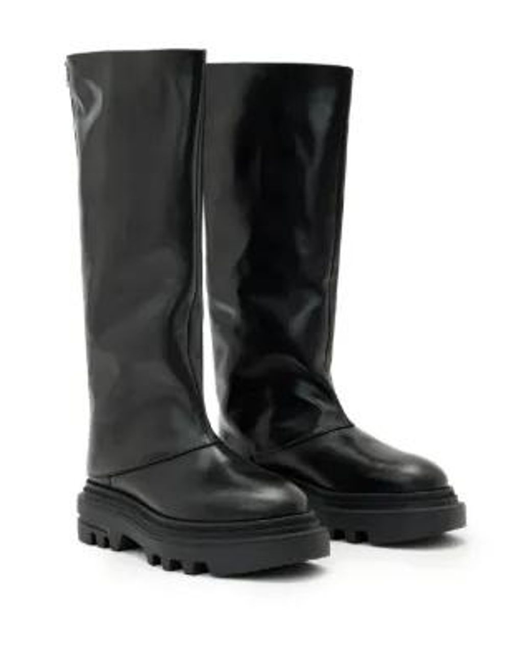 AllSaints Black Maxie Leather Knee High Boot