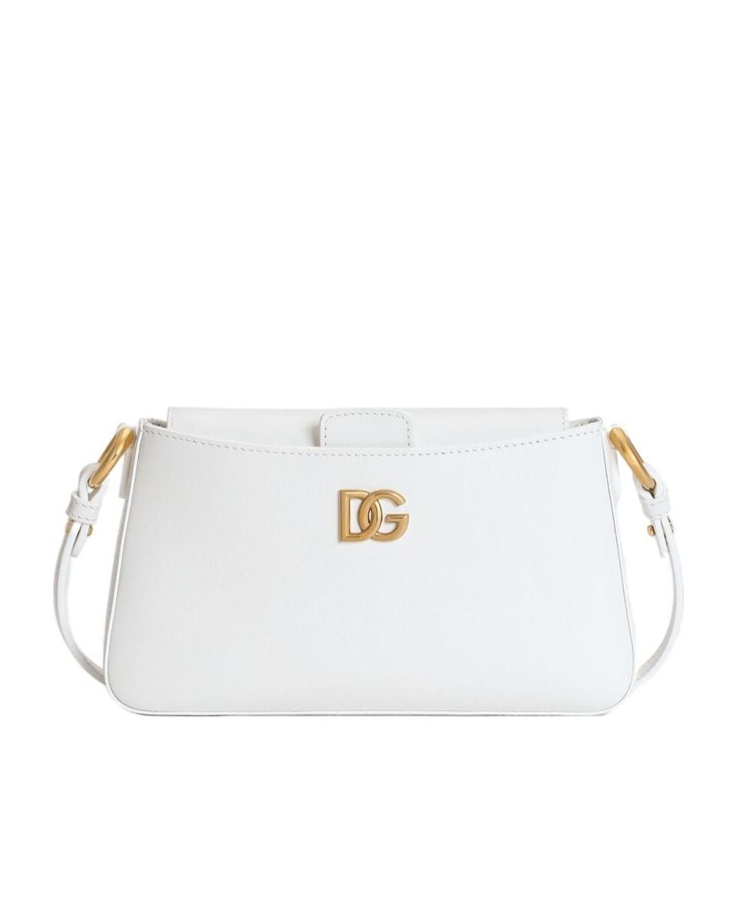 Dolce & Gabbana White Logo-Plaque Shoulder Bag