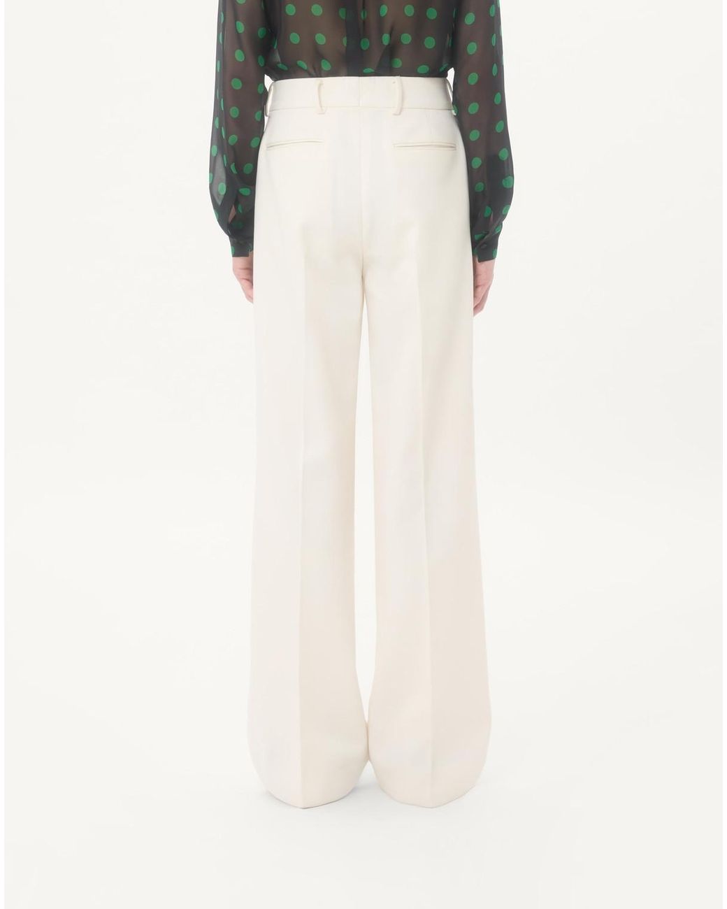 Valentino White Pleat Detailed Wide Leg Pants for men