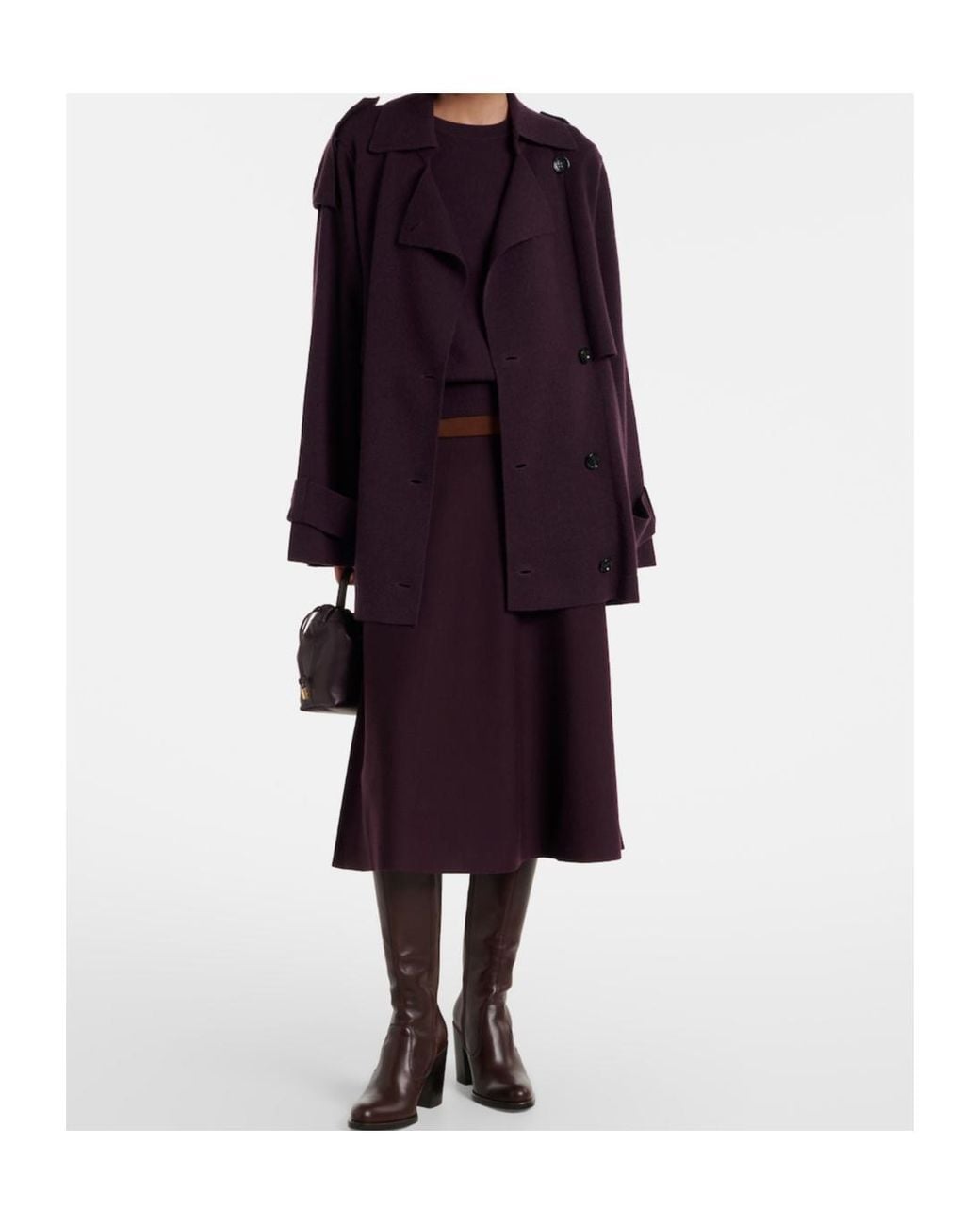 Jardin Des Orangers Purple Cropped Wool And Cashmere Trench Coat