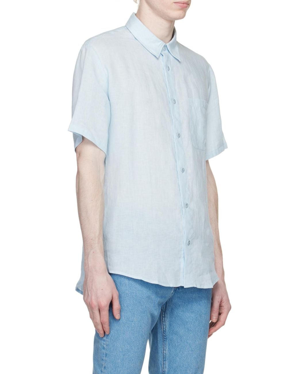 A.P.C. Blue Buttoned Short Sleeved Shirt for men