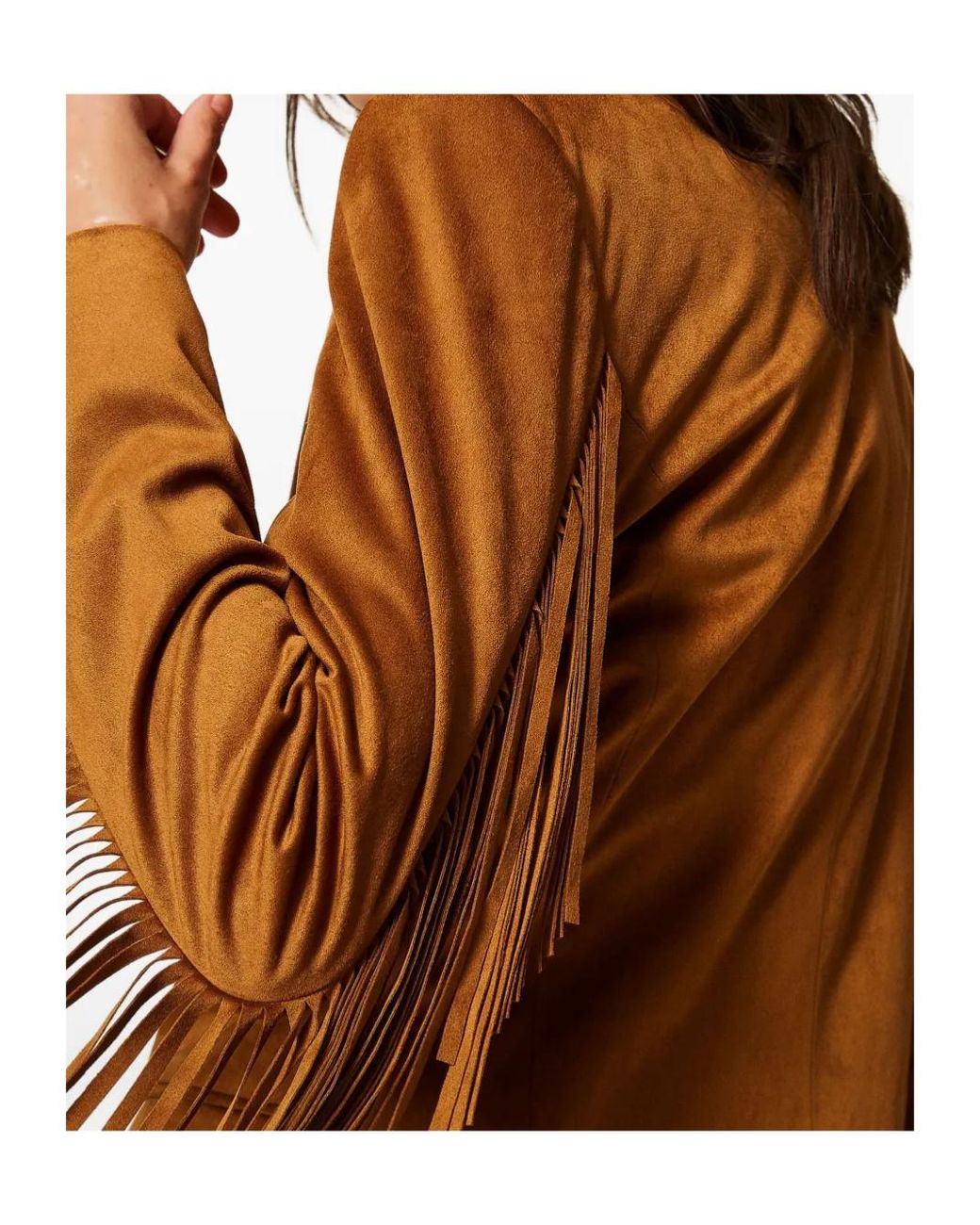 Twinset Brown Fringed Faux-Suede Blazer