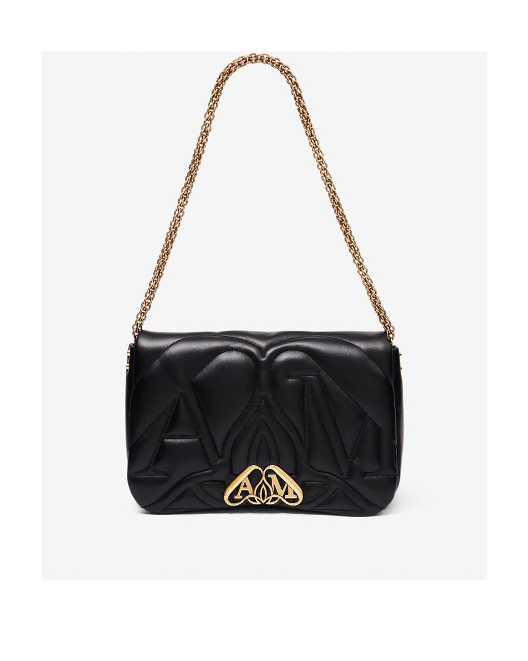 McQueen Black The Seal Chain-Linked Shoulder Bag