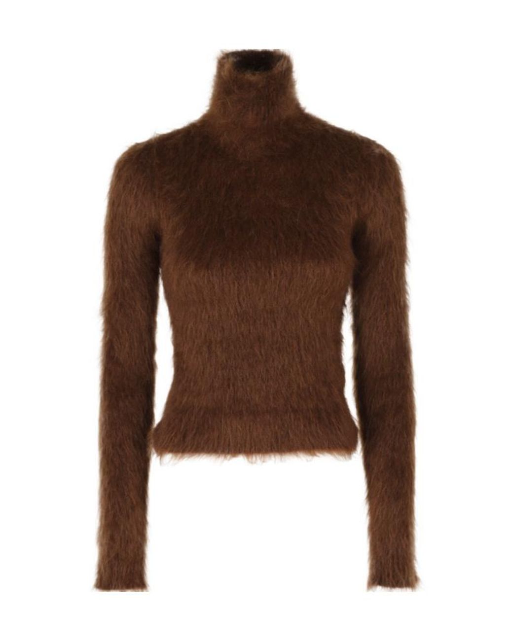 Dondup Brown Fitted Fuzzy Turtleneck Sweater