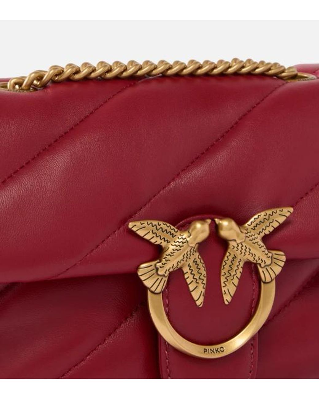 Pinko Red Love Puff Quilted Mini Shoulder Bag