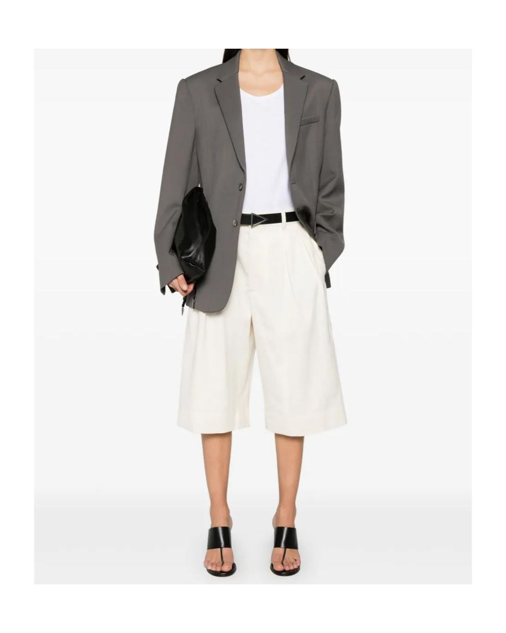 Wardrobe NYC White Pleated Detail Shorts