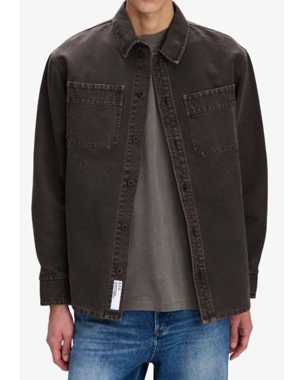 A.P.C. Brown Noah Canvas Overshirt for men