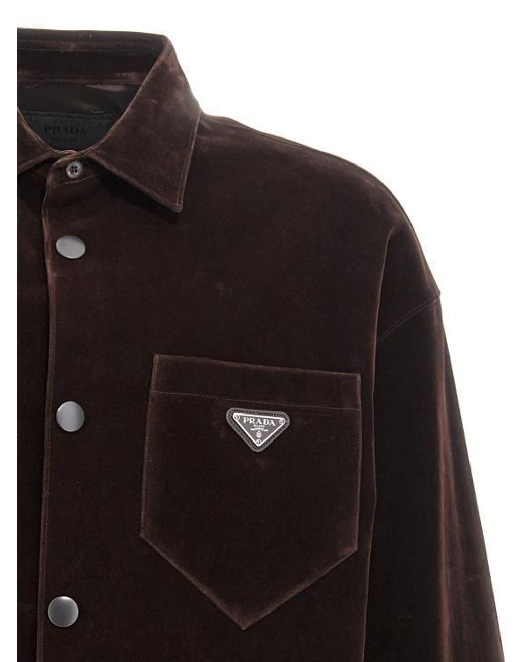 Prada Black Logo Plaque Button-Up Shirt for men