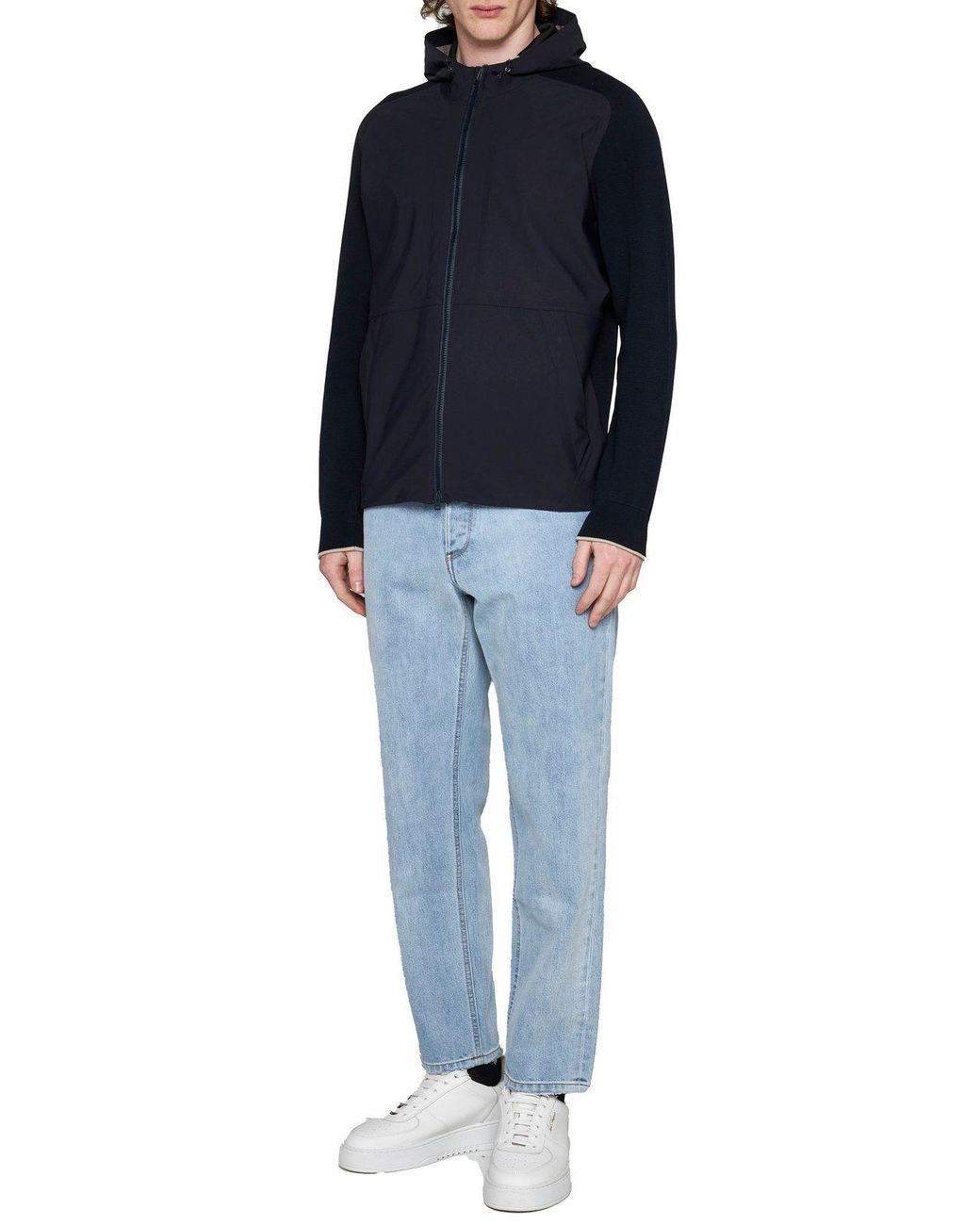 Herno Blue Zip-Up Hooded Jacket for men