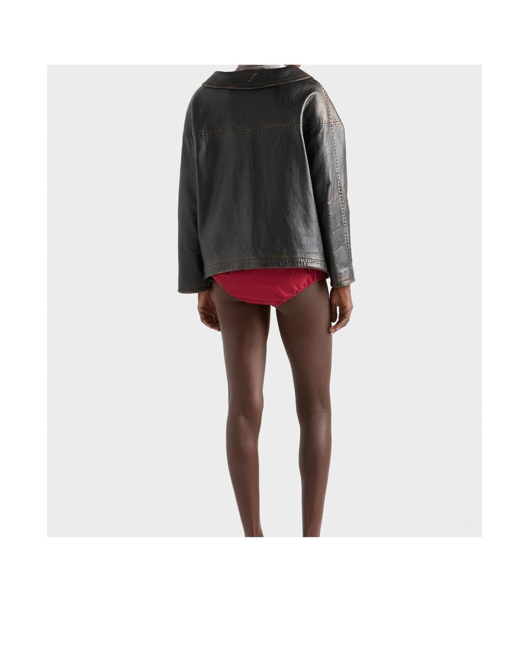 Prada Black Antiqued Nappa Leather Jacket