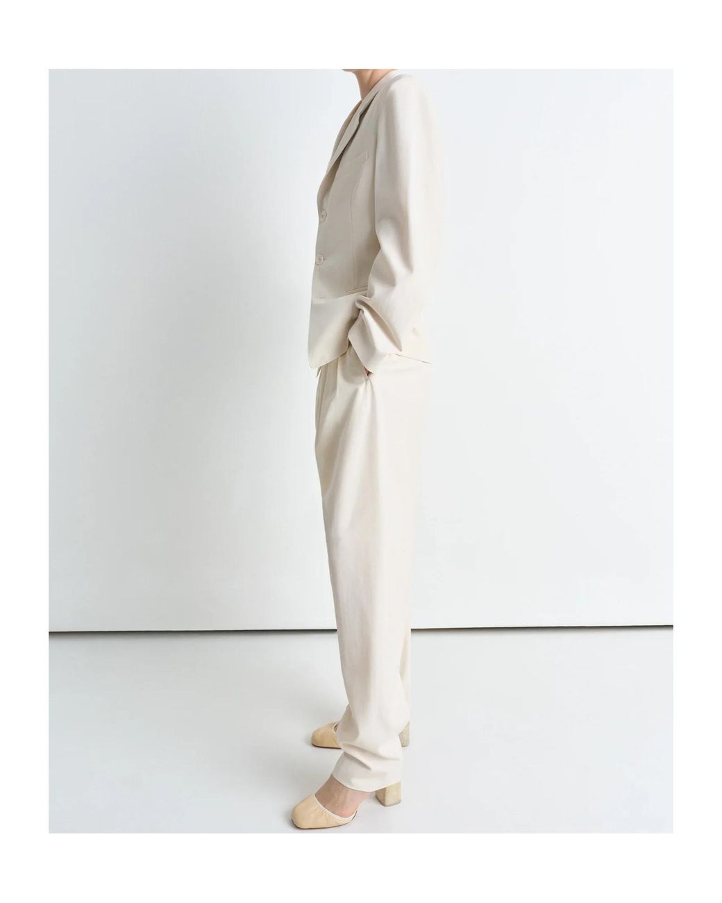 Lemaire White Single-Breasted Tailored Blazer