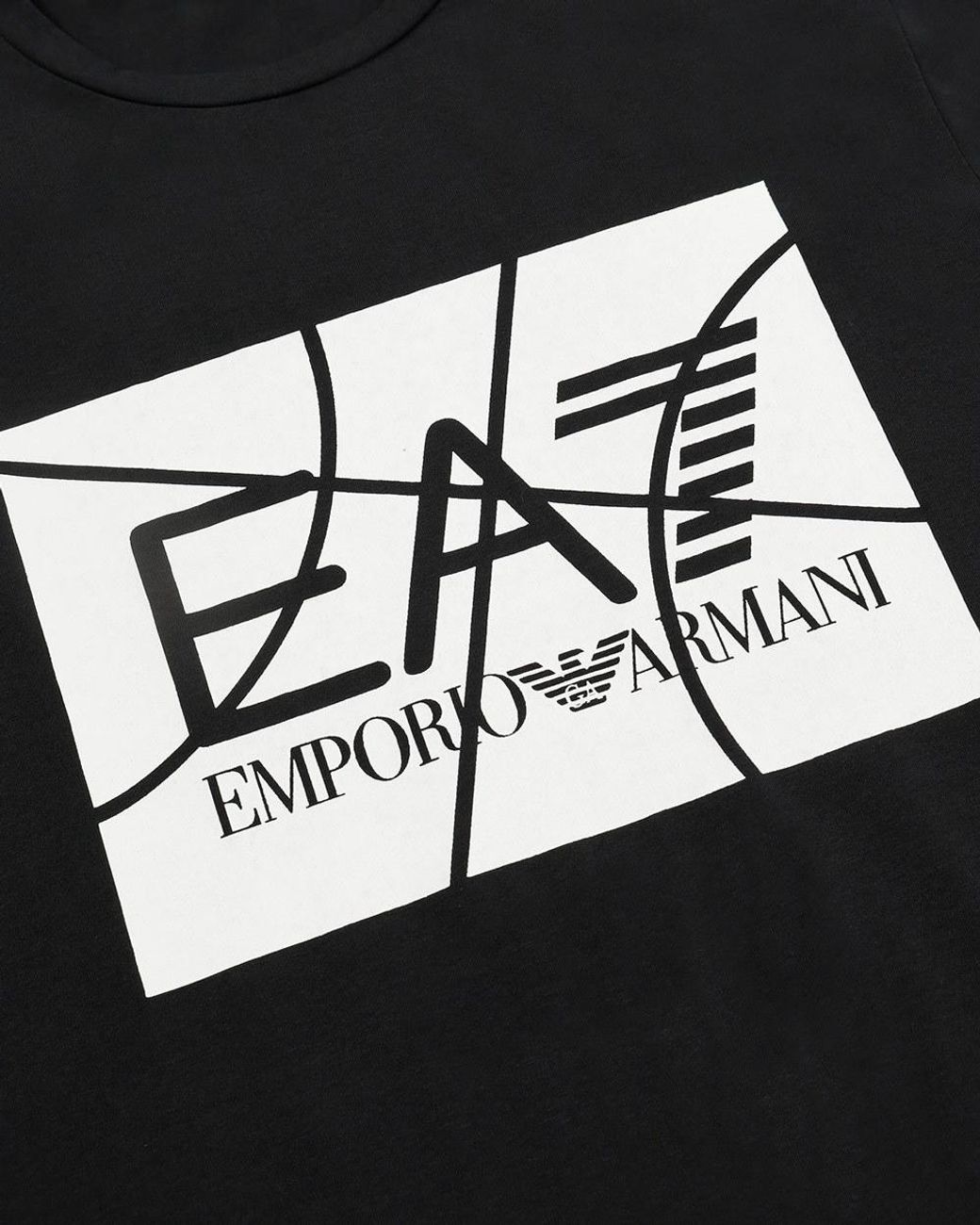 EA7 Black Logo Printed T-Shirt With Round Neck for men