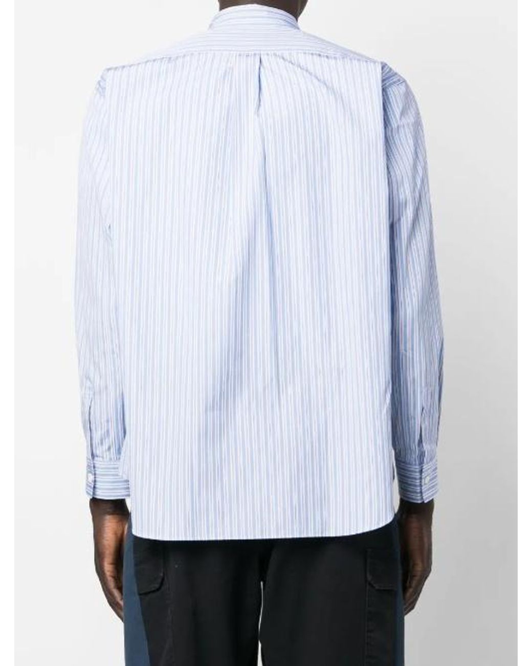 Comme des Garçons White Vertical-Striped Cotton Shirt for men