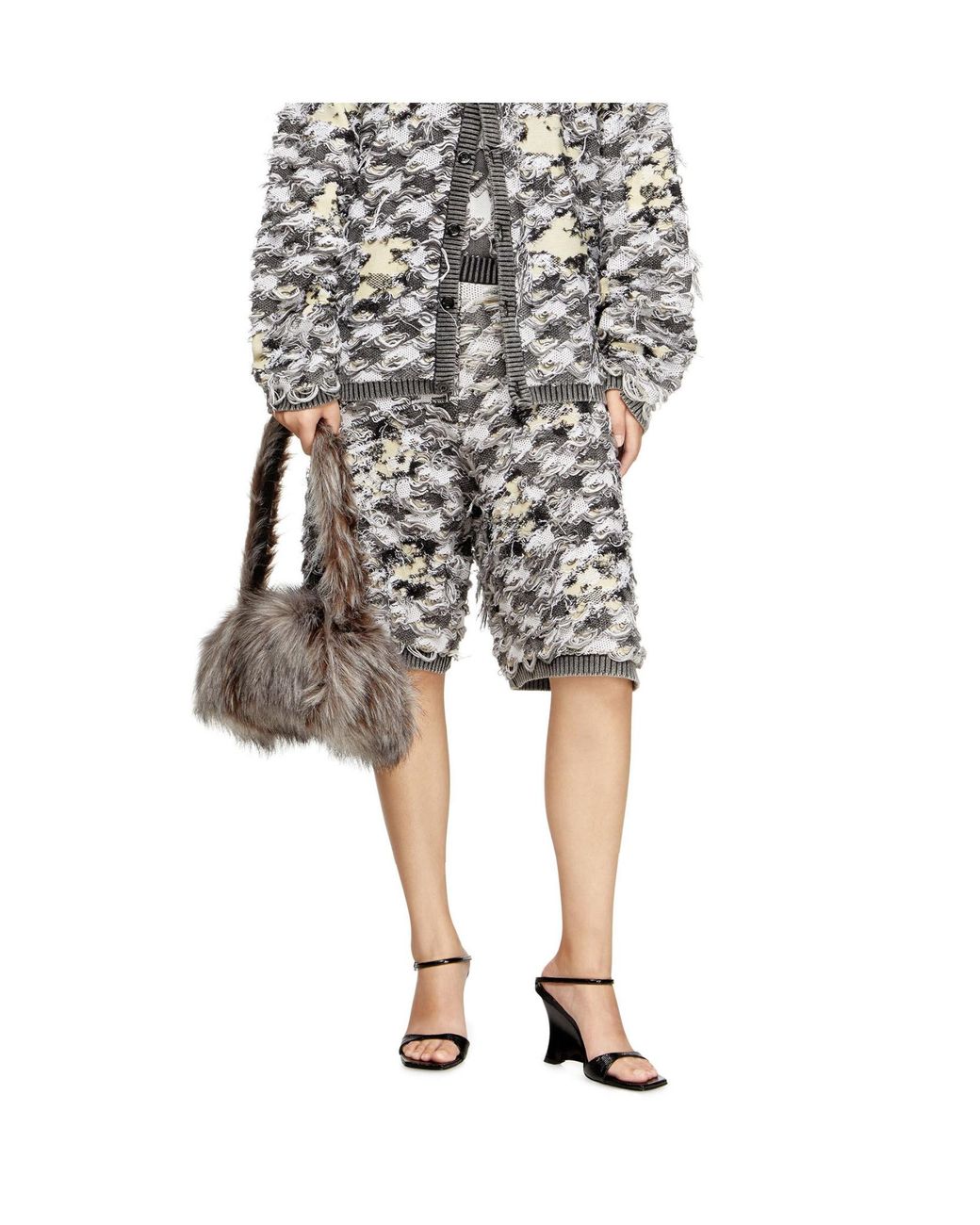 DIESEL Gray M-Vanja Destroyed Houndstooth-Jacquard Shorts
