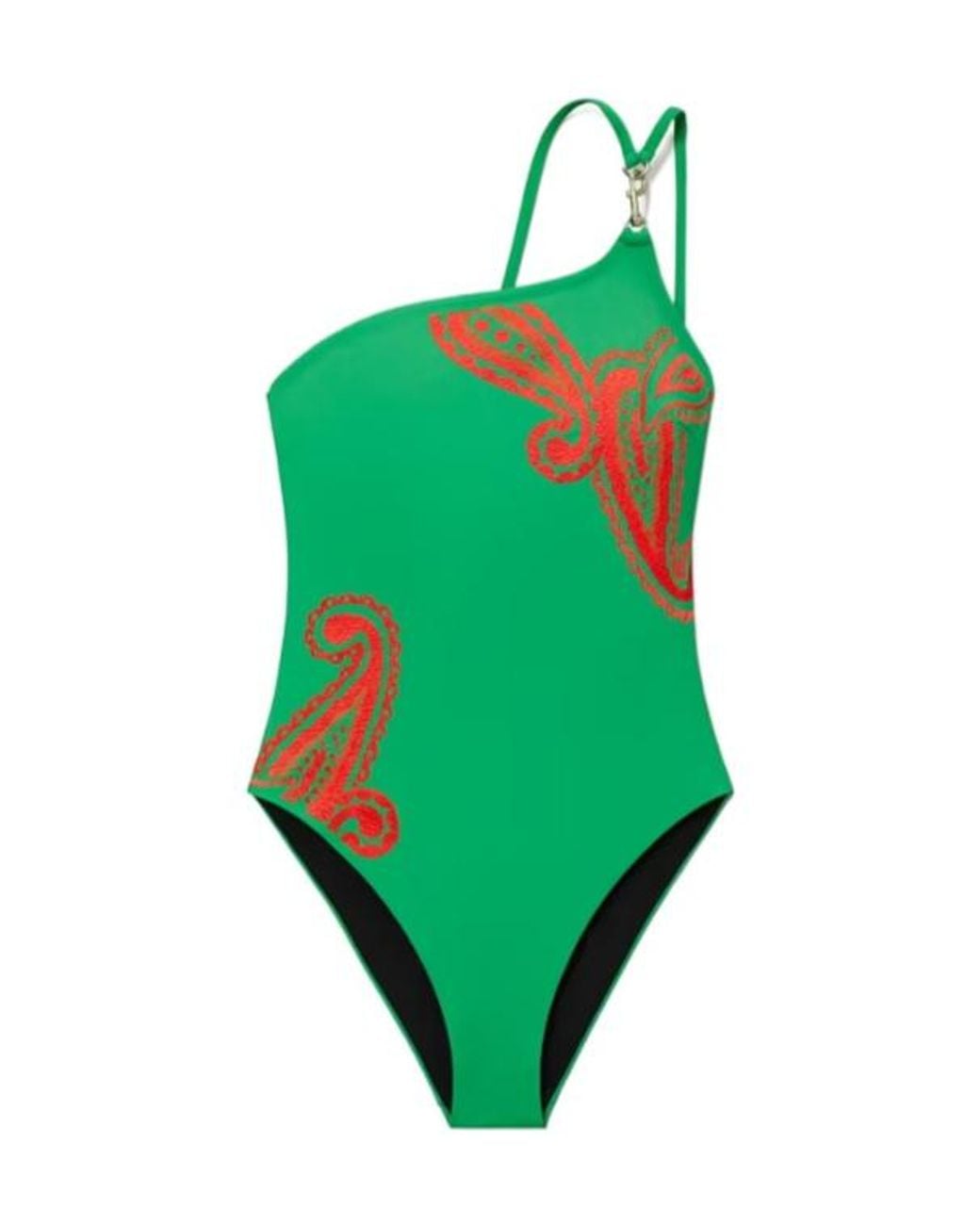 Tory Burch Green One-Shoulder Swimsuit