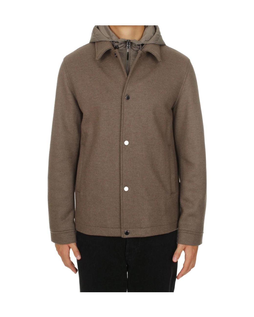 Woolrich Brown Long Sleeved Hooded Drawstring Jacket for men