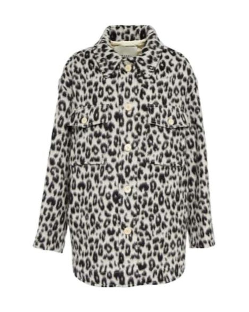 Isabel Marant White Odelino Leopard-Print Virgin Wool Jacket