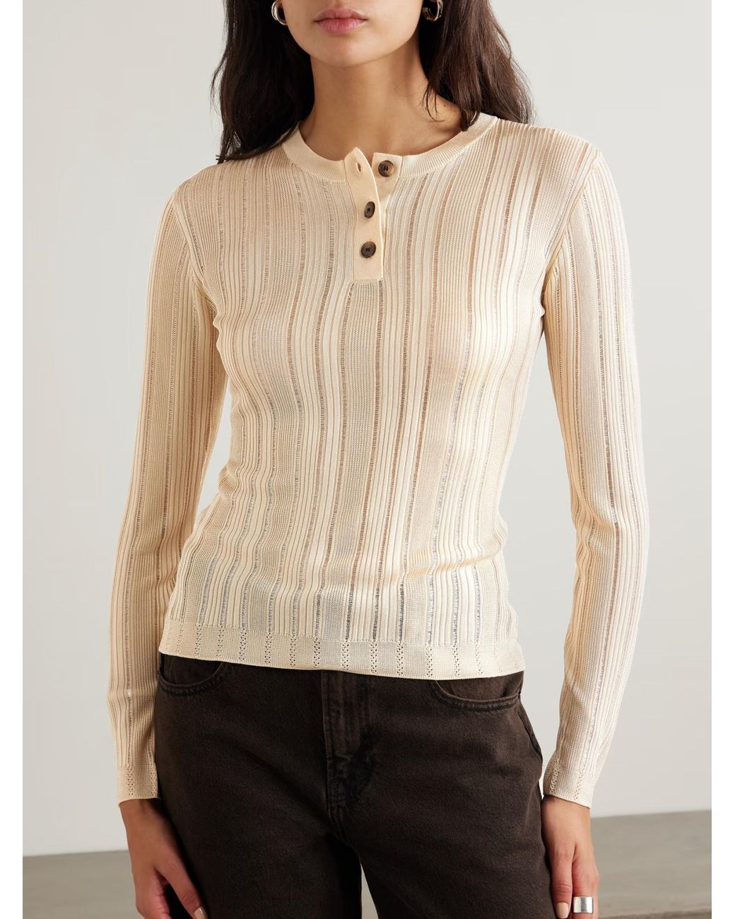 FRAME Natural Crew Neck Long Sleeve Sweater