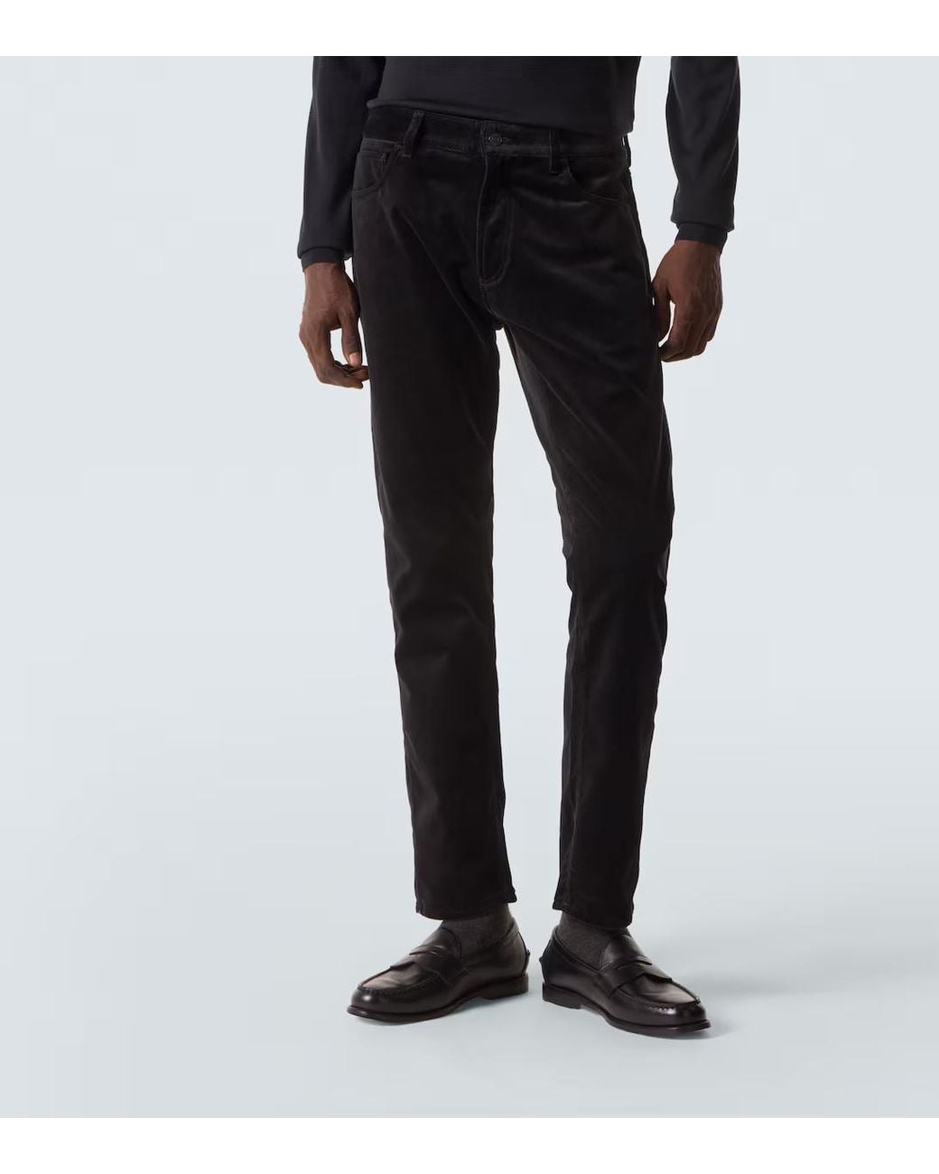 Ralph Lauren Black Mid-Rise Cotton Velvet Slim Pants for men
