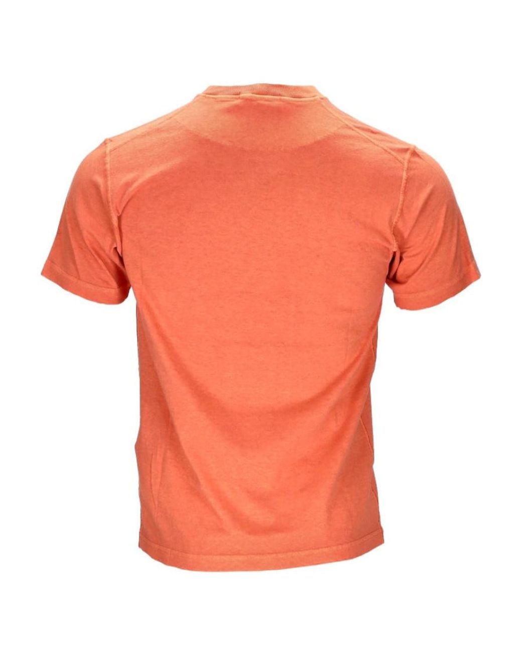 Stone Island Orange Logo Patch Crewneck T-Shirt for men
