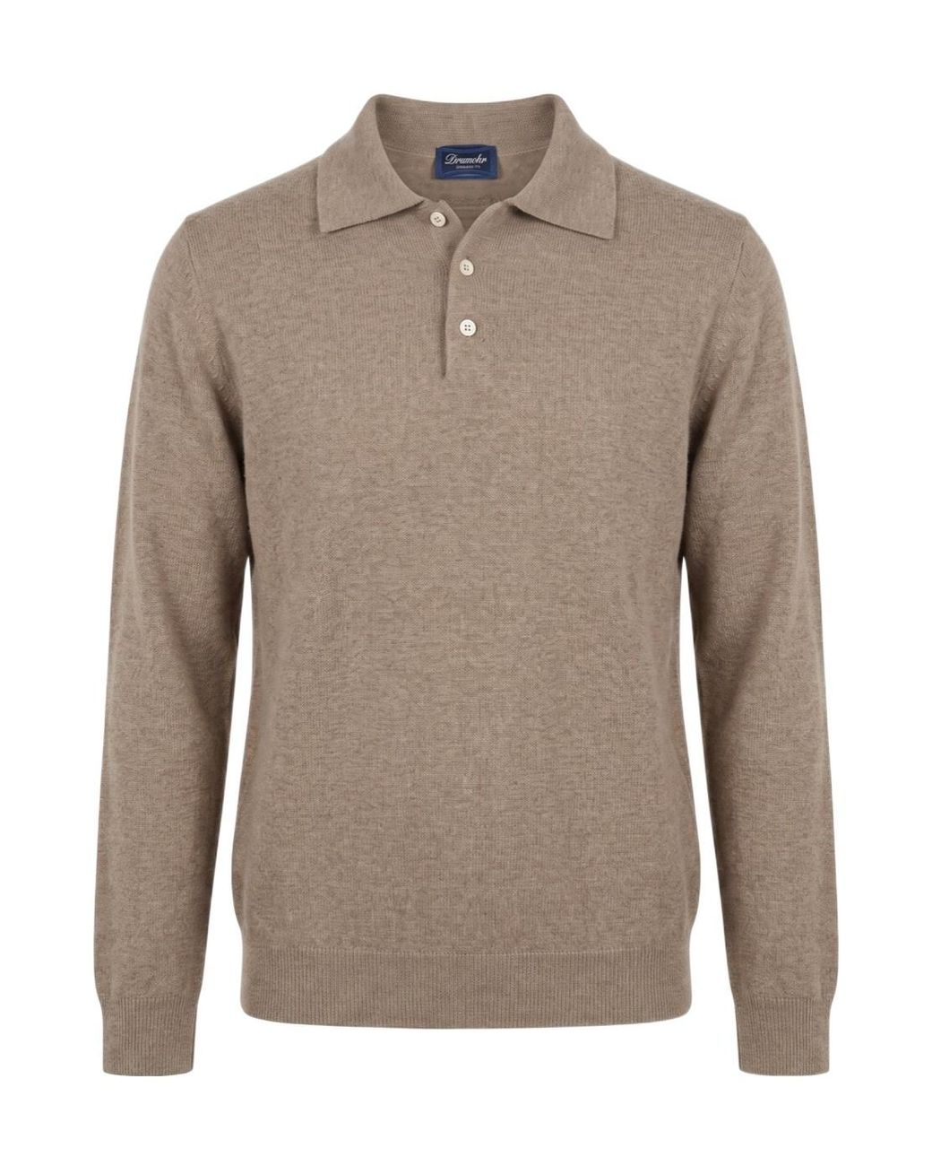 Drumohr Brown Long-Sleeve Polo Sweater for men