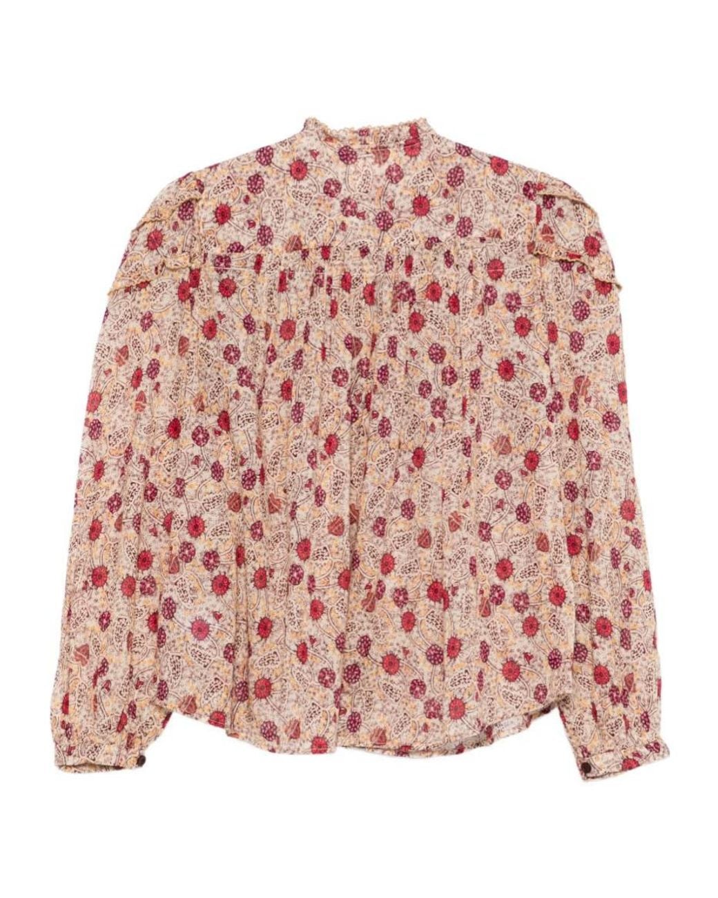 Isabel Marant Pink Ruffled Printed Cotton Blouse