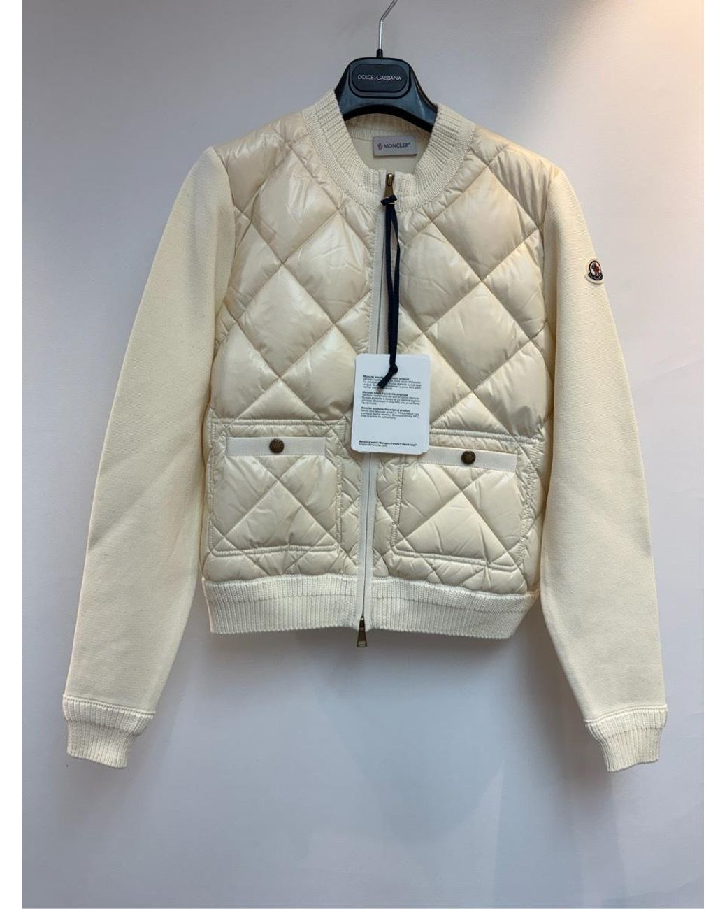 Moncler Natural Logo Patch Padded Cardigan