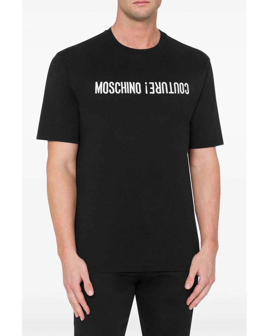Moschino Black Logo Embroidery T-Shirt for men