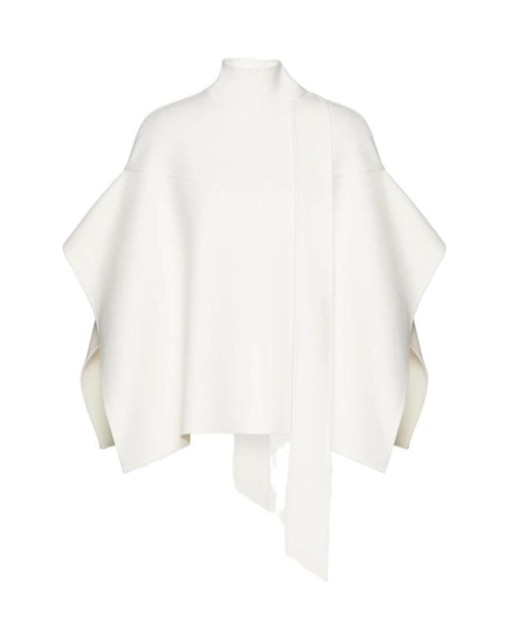Valentino White Neck-Tie Cape Coat